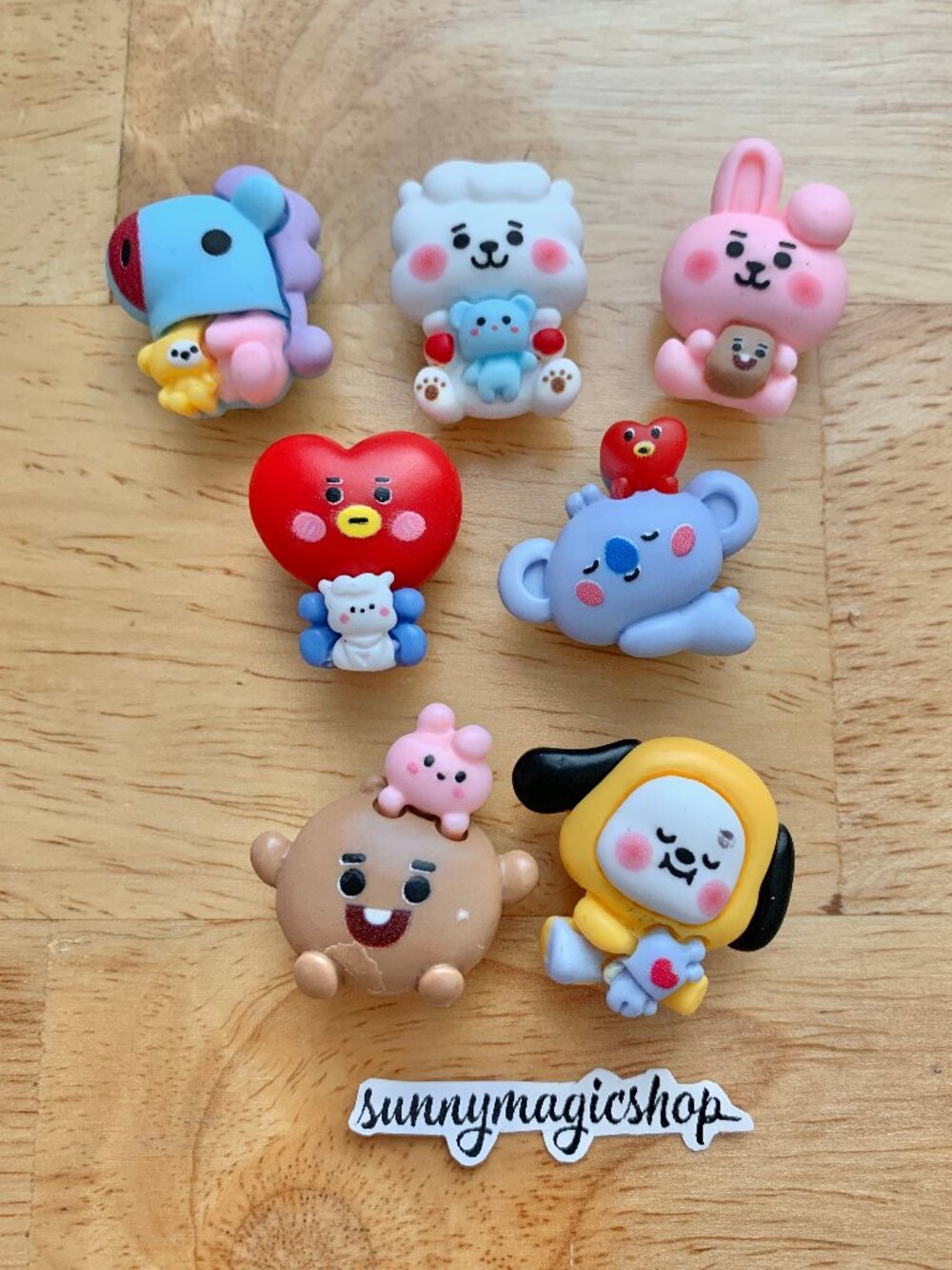7pcs BT21 BTS Baby Line Friends Resin Shoe Charms Tata Cooky RJ Mang Koya A